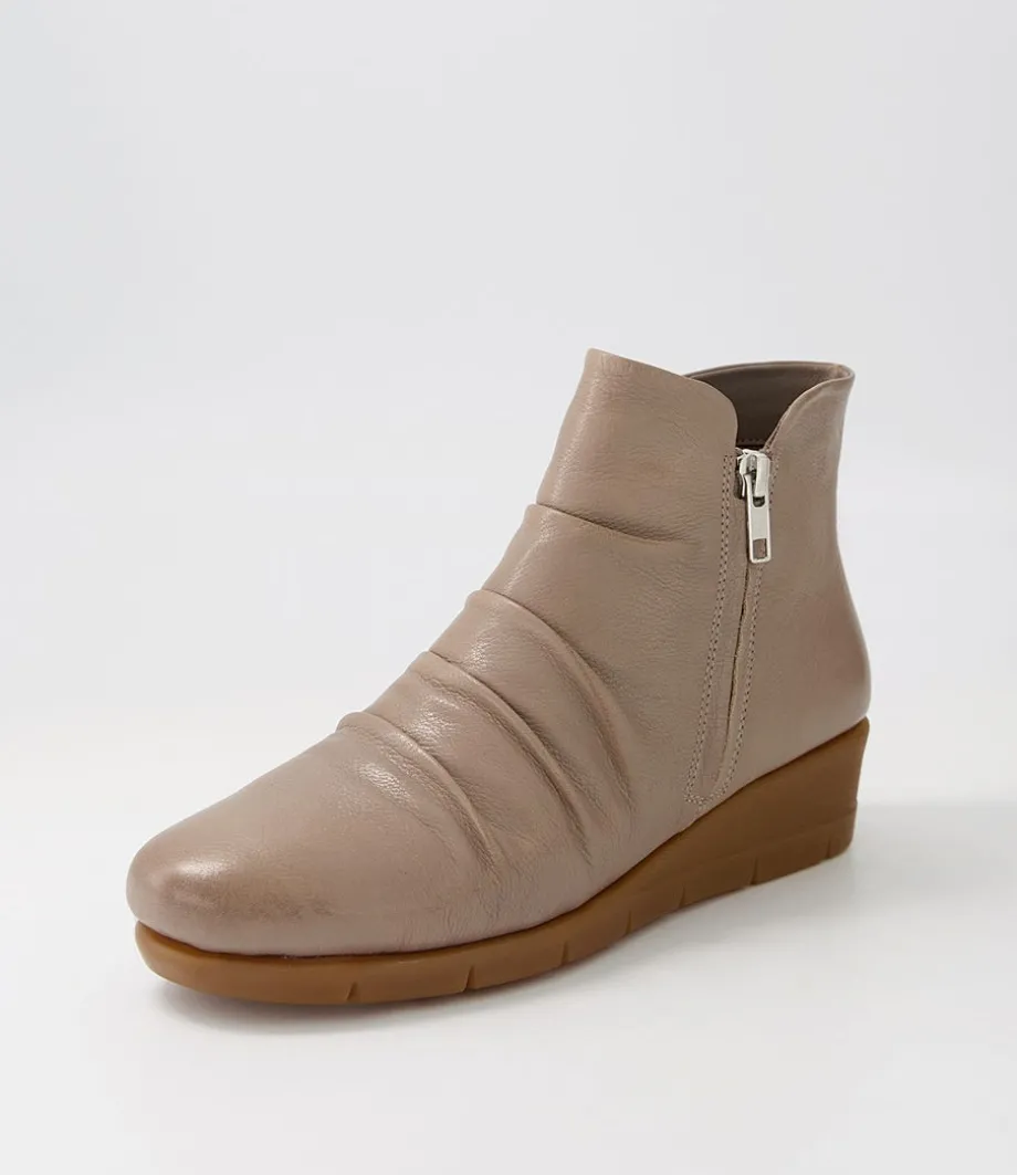 Maxie Taupe Leather Ankle Boots<SUPERSOFT Shop