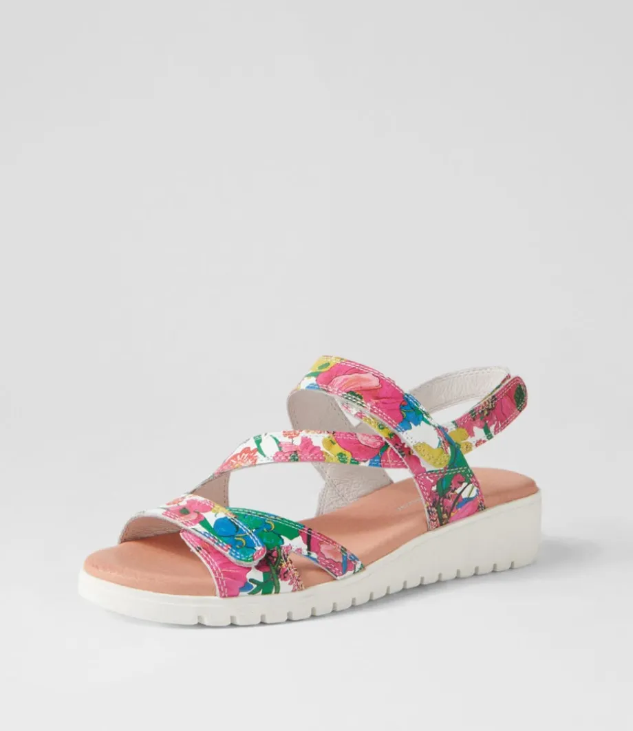 Melany White Flowermania Leather Slides<DJANGO & JULIETTE Hot