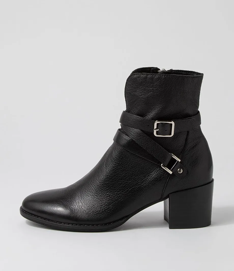 Melvine Black Leather Ankle Boots<DJANGO & JULIETTE New