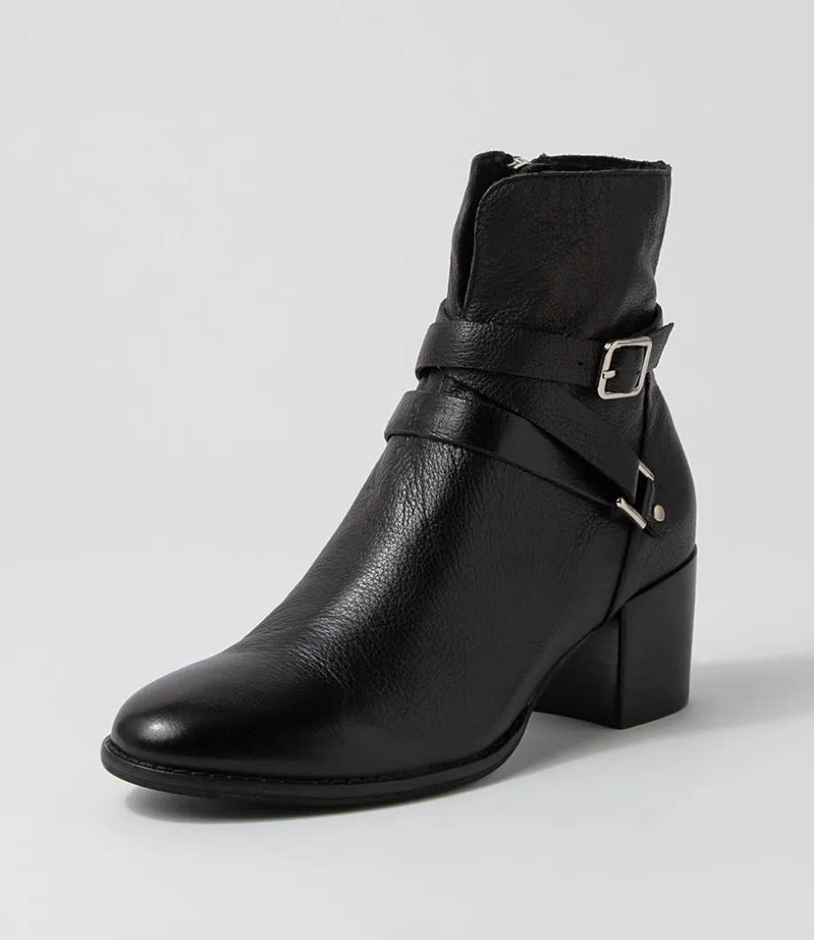Melvine Black Leather Ankle Boots<DJANGO & JULIETTE New