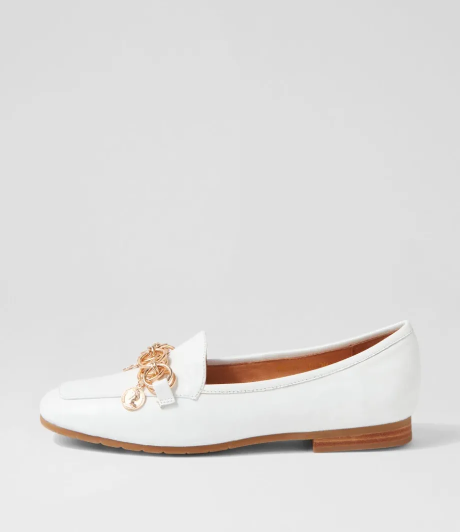 Mennat White Leather Loafers<TOP END Cheap