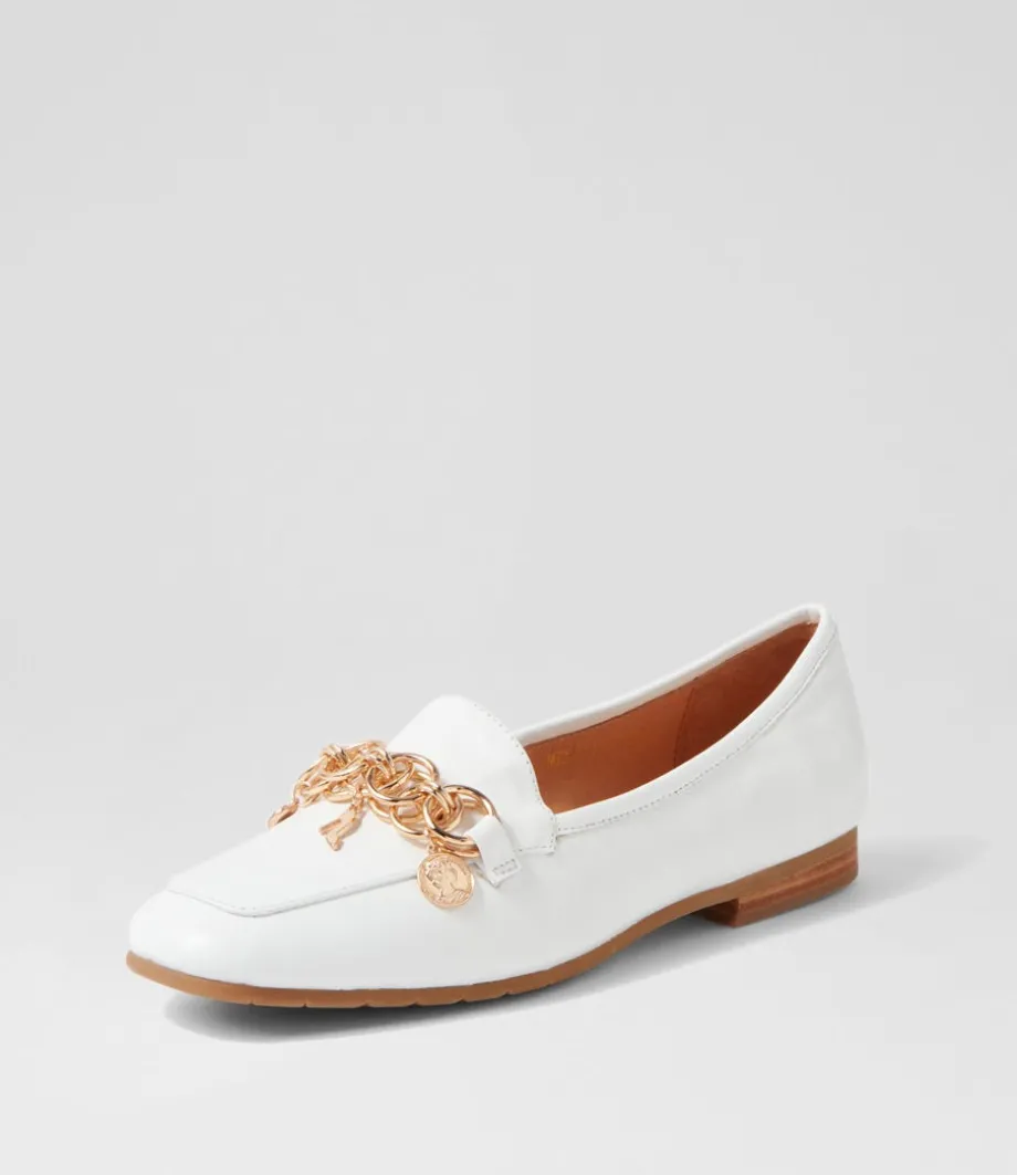 Mennat White Leather Loafers<TOP END Cheap