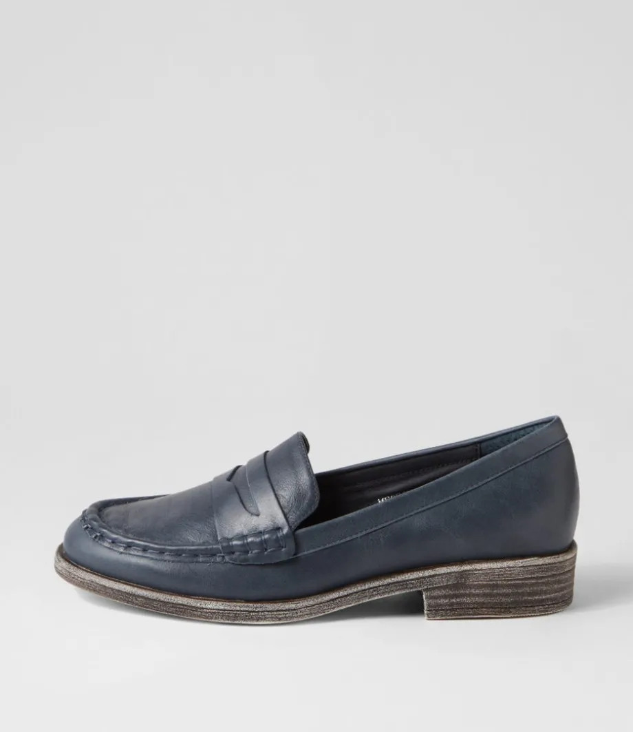 Messina Navy Leather Loafers<DJANGO & JULIETTE Shop