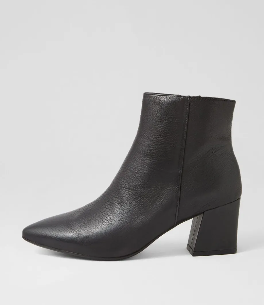 Mieke Black Leather Ankle Boots<DJANGO & JULIETTE Hot