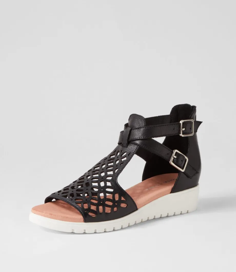 Minos Black White Leather Sandals<DJANGO & JULIETTE Shop
