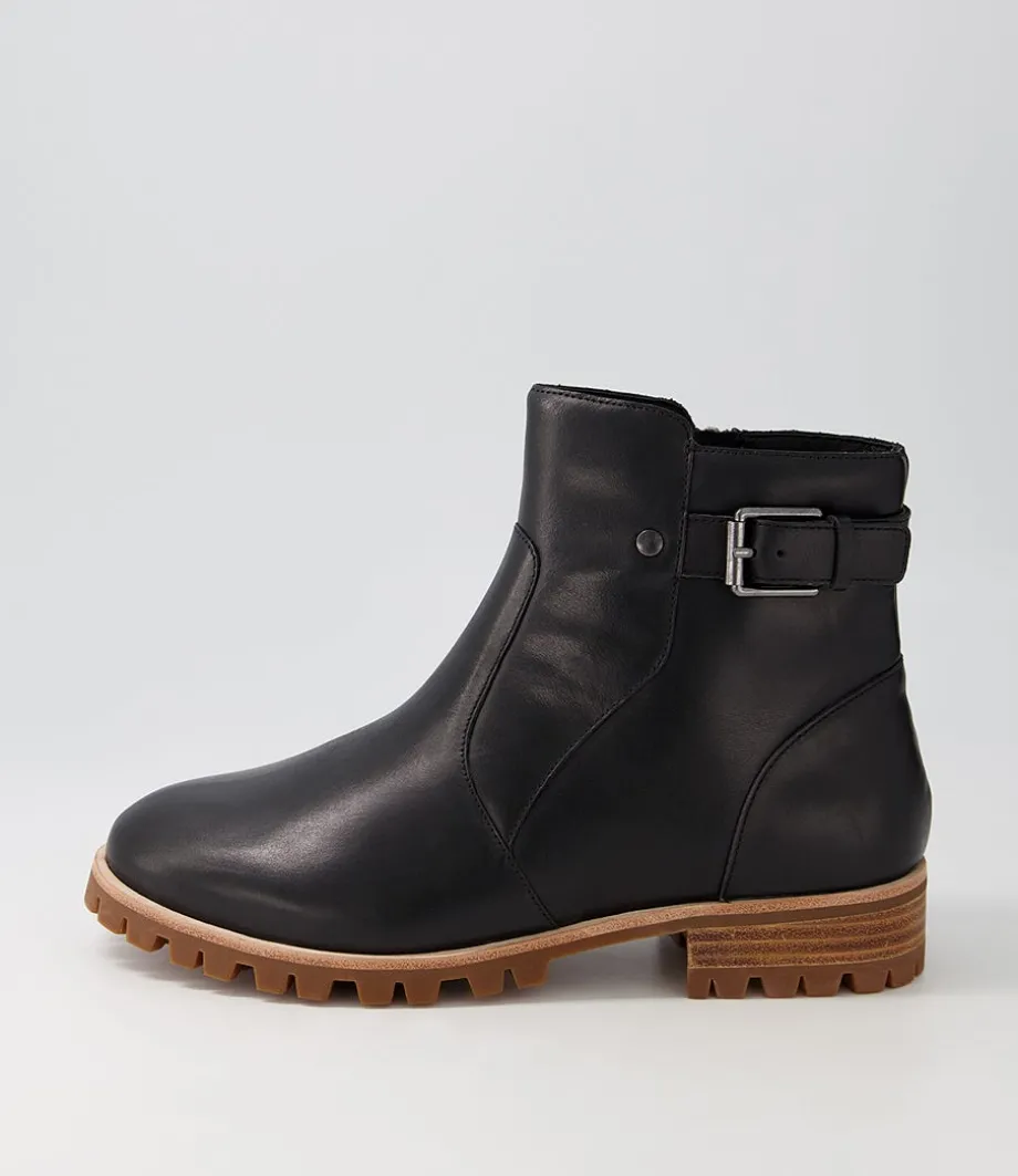 Misael W Black Leather Ankle Boots<ZIERA Cheap