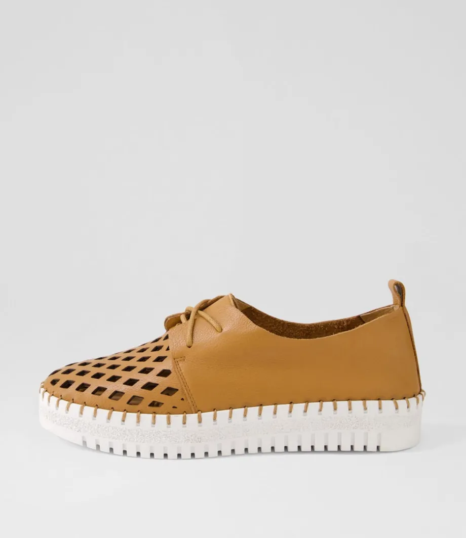 Mosi Dark Tan White Leather Sneakers<DJANGO & JULIETTE Flash Sale