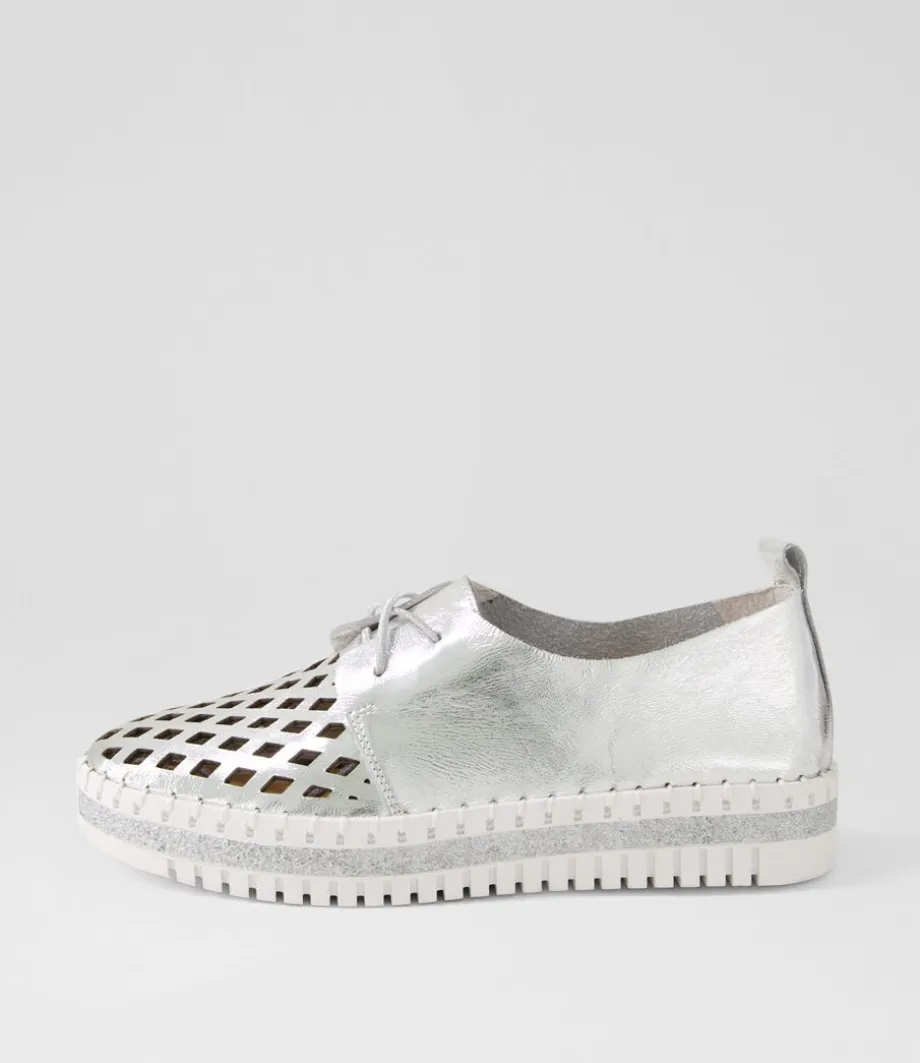 Mosi Silver White Crush Leather Sneakers<DJANGO & JULIETTE Sale