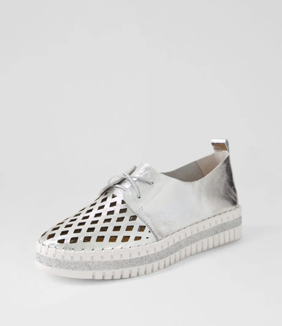 Mosi Silver White Crush Leather Sneakers<DJANGO & JULIETTE Sale