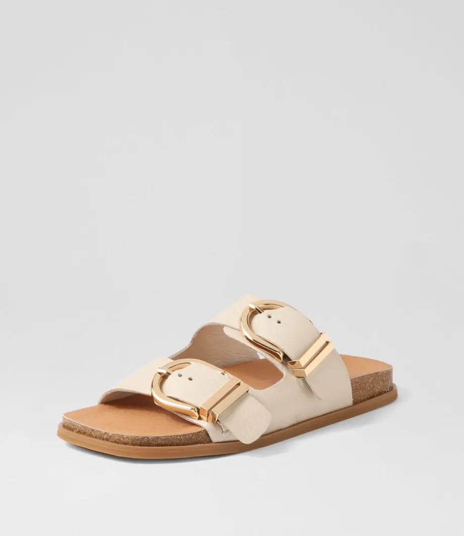 Nabina Almond Leather Slides<DJANGO & JULIETTE Hot