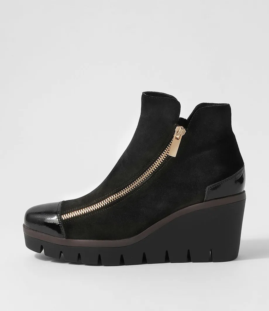 Nalani Black Patent Suede Ankle Boots<DJANGO & JULIETTE Cheap