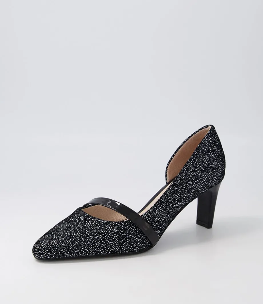 Narda2 Black White Dot Suede Patent Heels<SUPERSOFT Hot