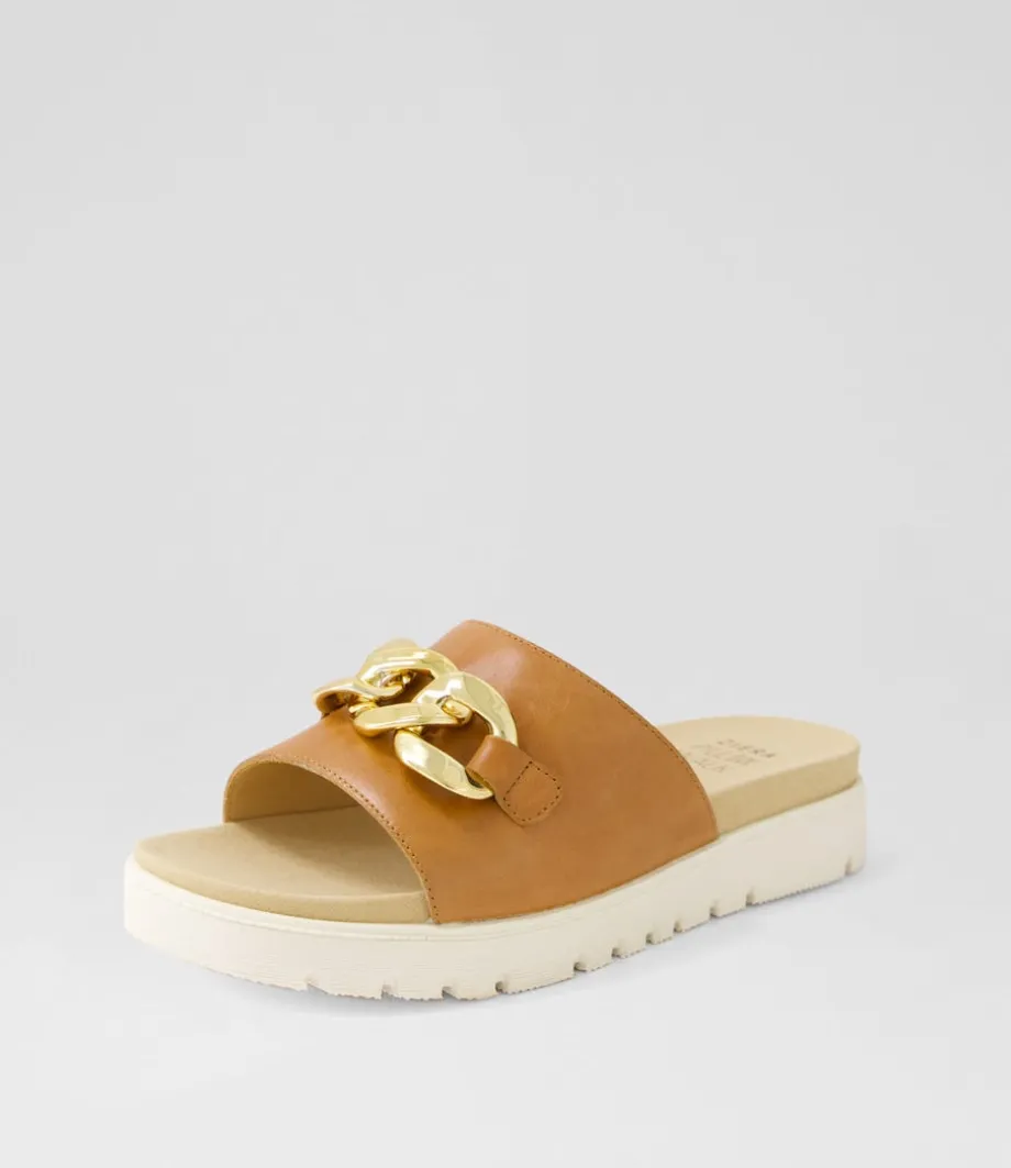 Narry Xw Tan Leather Slides<ZIERA Flash Sale