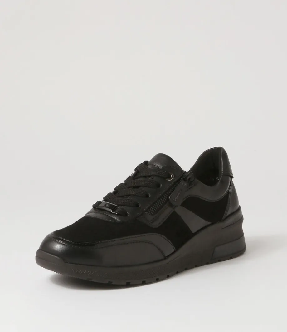 Neapel 14 Schwarz Leather Suede Sneakers<ARA Sale