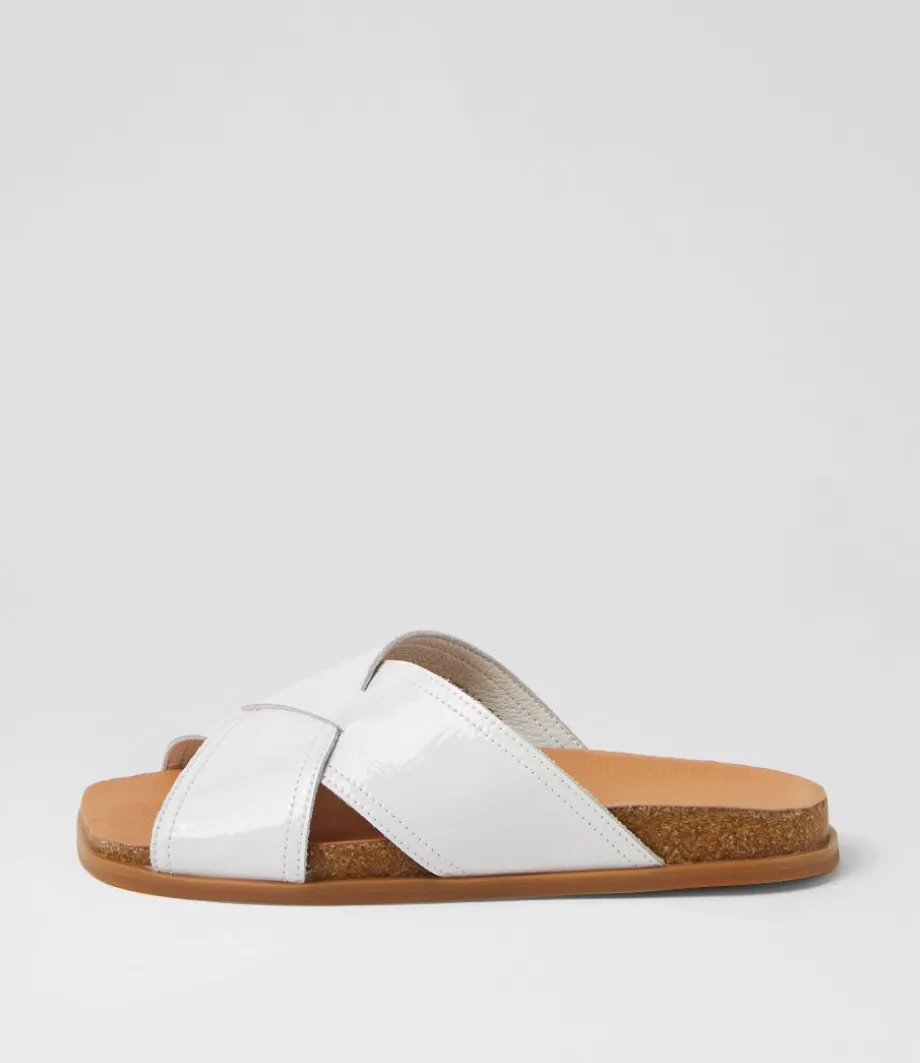 Nedal White Patent Leather Slides<DJANGO & JULIETTE Cheap