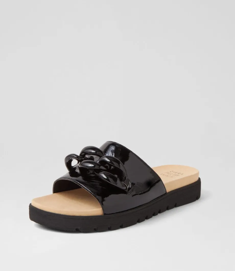 Nerriya Xw Black Patent Leather Slides<ZIERA Best