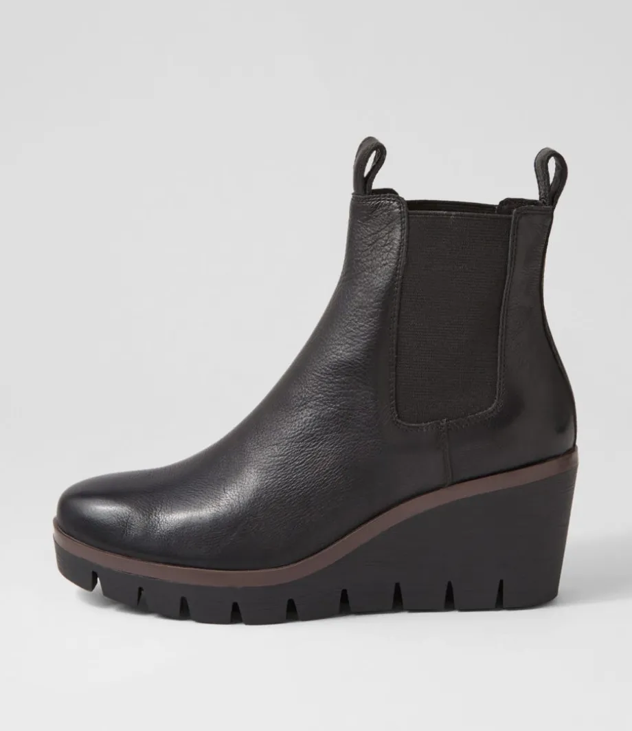 Niddle Black Leather Ankle Boots<DJANGO & JULIETTE Best