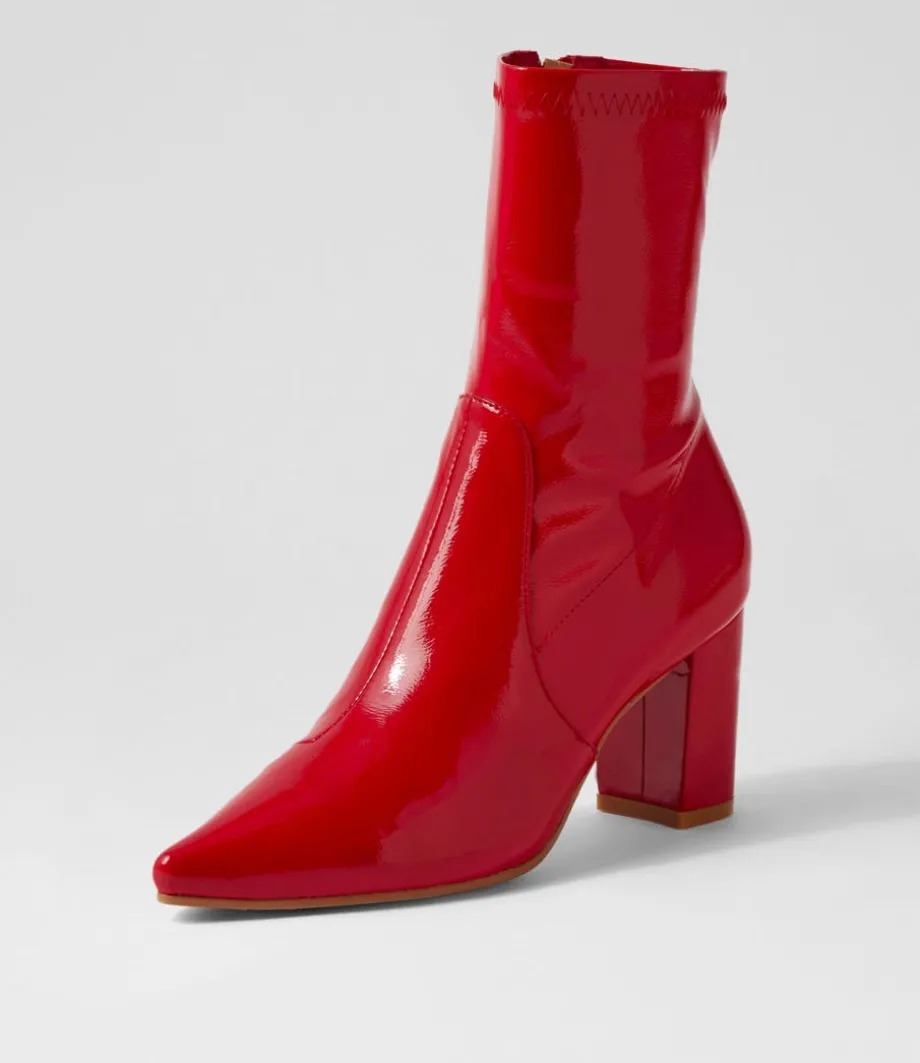 nider_dark_red_stretch_patent_pu_ankle_boots_1.webp Nider Dark Red Stretch Patent Pu Ankle Boots<DJANGO & JULIETTE Best Sale
