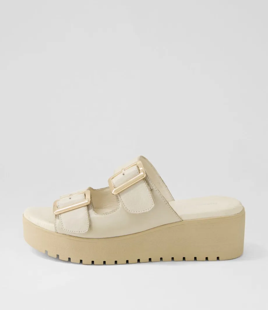 Oaxel Almond Leather Slides<DJANGO & JULIETTE Fashion