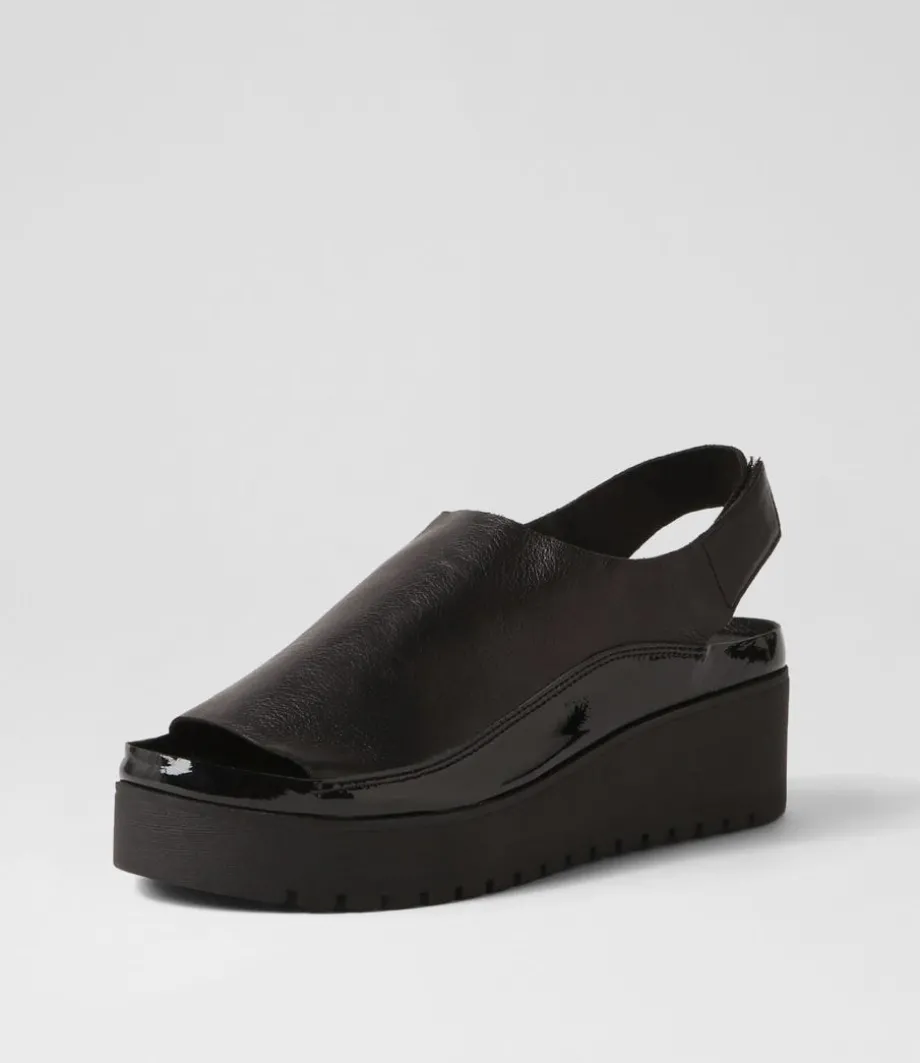 Ober Black Leather Patent Sandals<DJANGO & JULIETTE Best