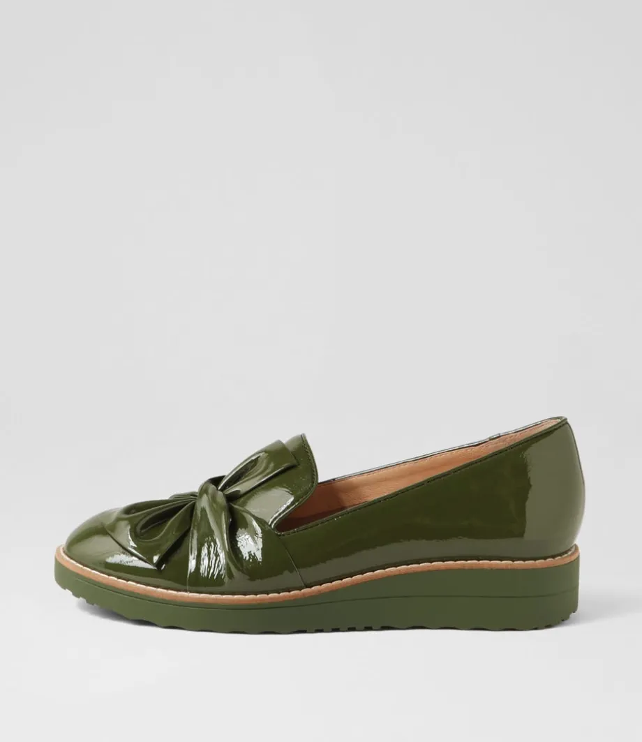 Oclem Khaki Patent Leather Loafers<TOP END Store