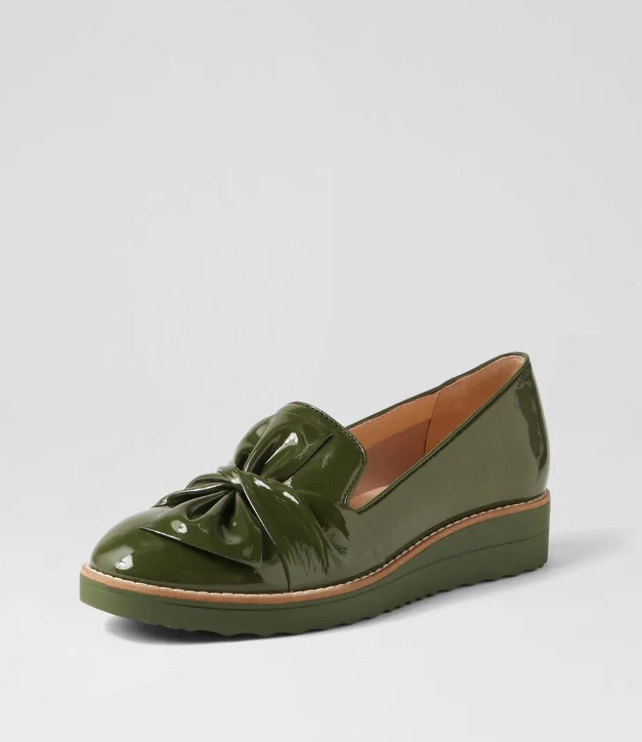 Oclem Khaki Patent Leather Loafers<TOP END Store