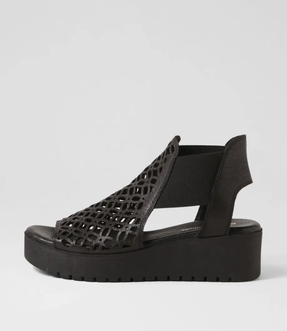 Odate Black Leather Sandals<DJANGO & JULIETTE Online