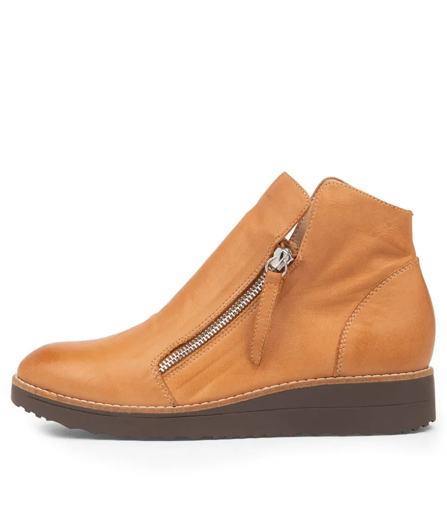 Ohmy Dark Tan Leather Wedge Boots Cs<TOP END Fashion