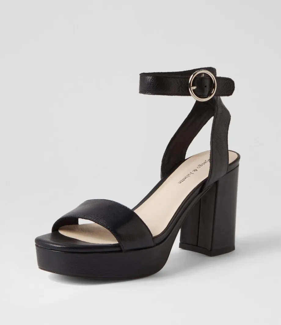 Oita Black Leather Sandals<DJANGO & JULIETTE New