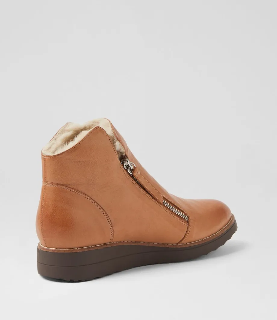 Opal Tan Leather Fur Ankle Boots<TOP END Discount