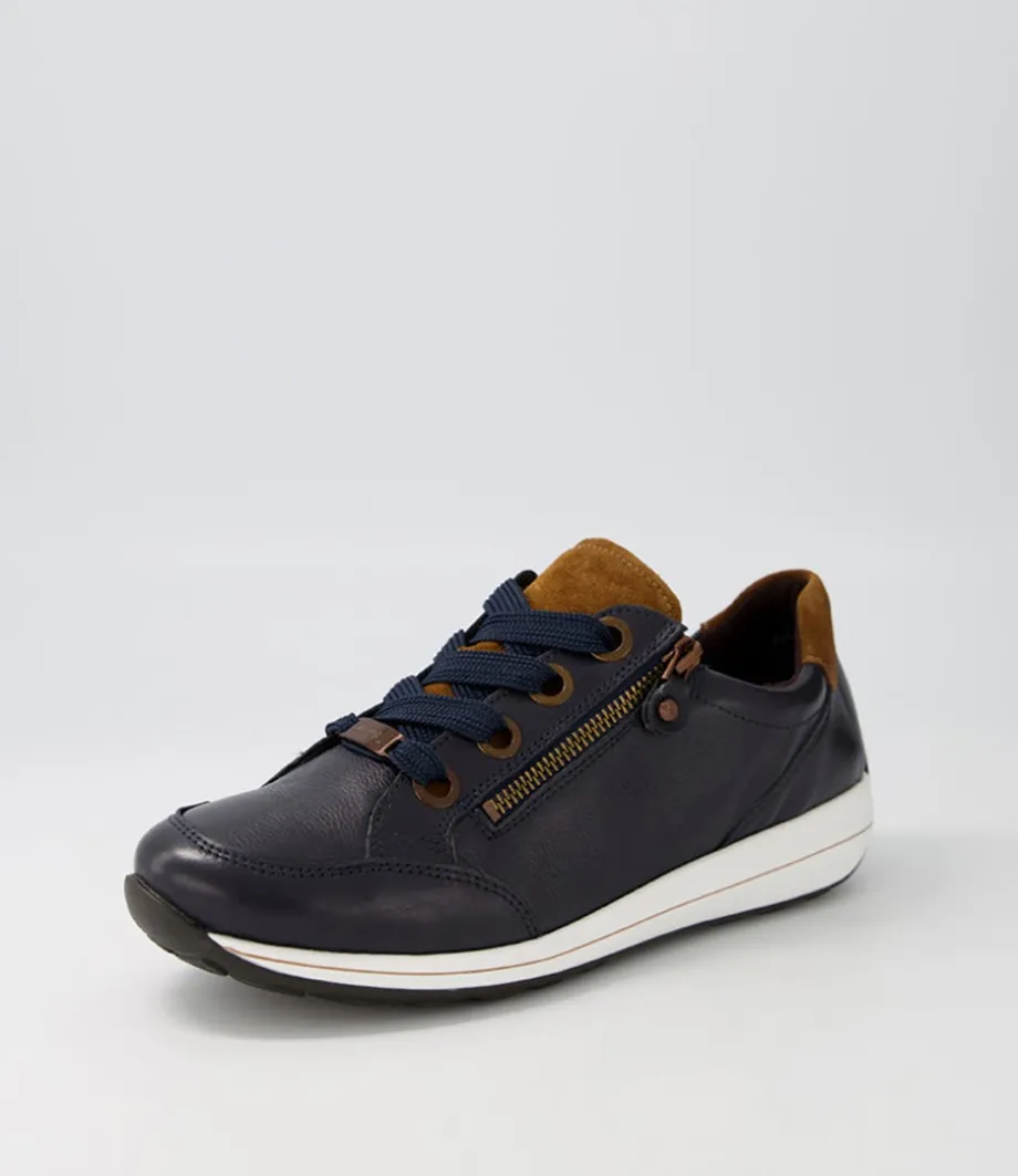 Osaka 87 Blau Nuss Leather Suede Sneakers<ARA Sale