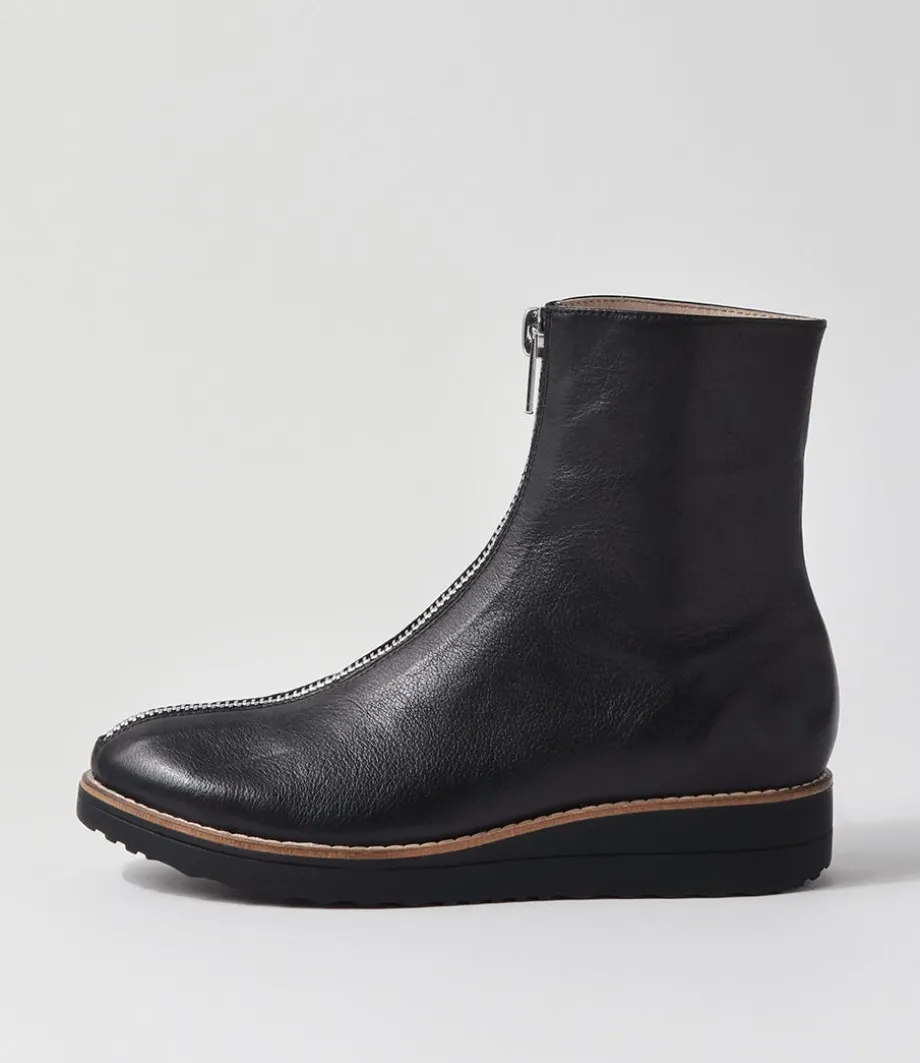Oseda Black Leather Ankle Boots<TOP END Hot