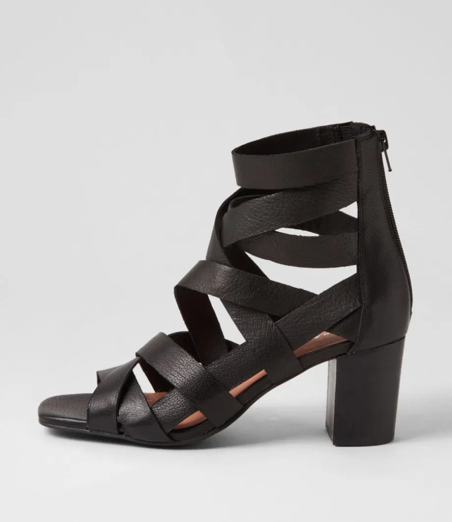 Paltic Black Leather Sandals<DJANGO & JULIETTE Cheap
