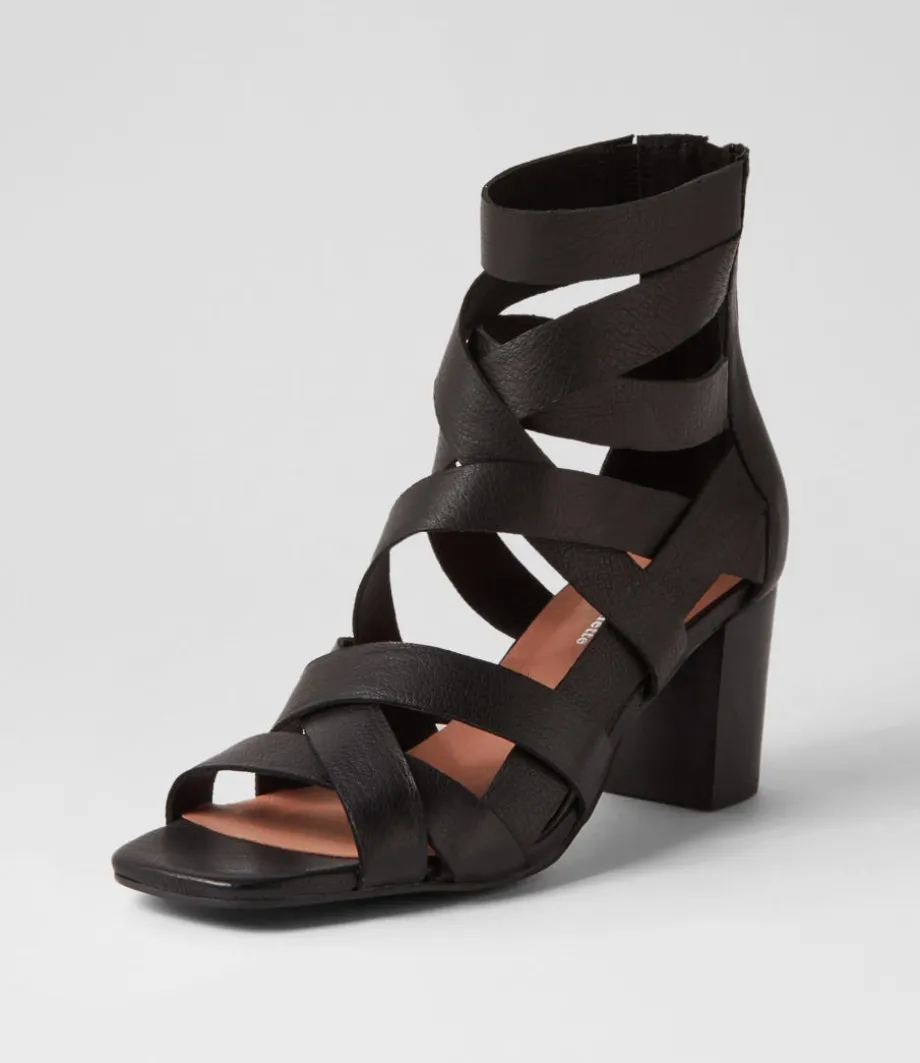 Paltic Black Leather Sandals<DJANGO & JULIETTE Cheap