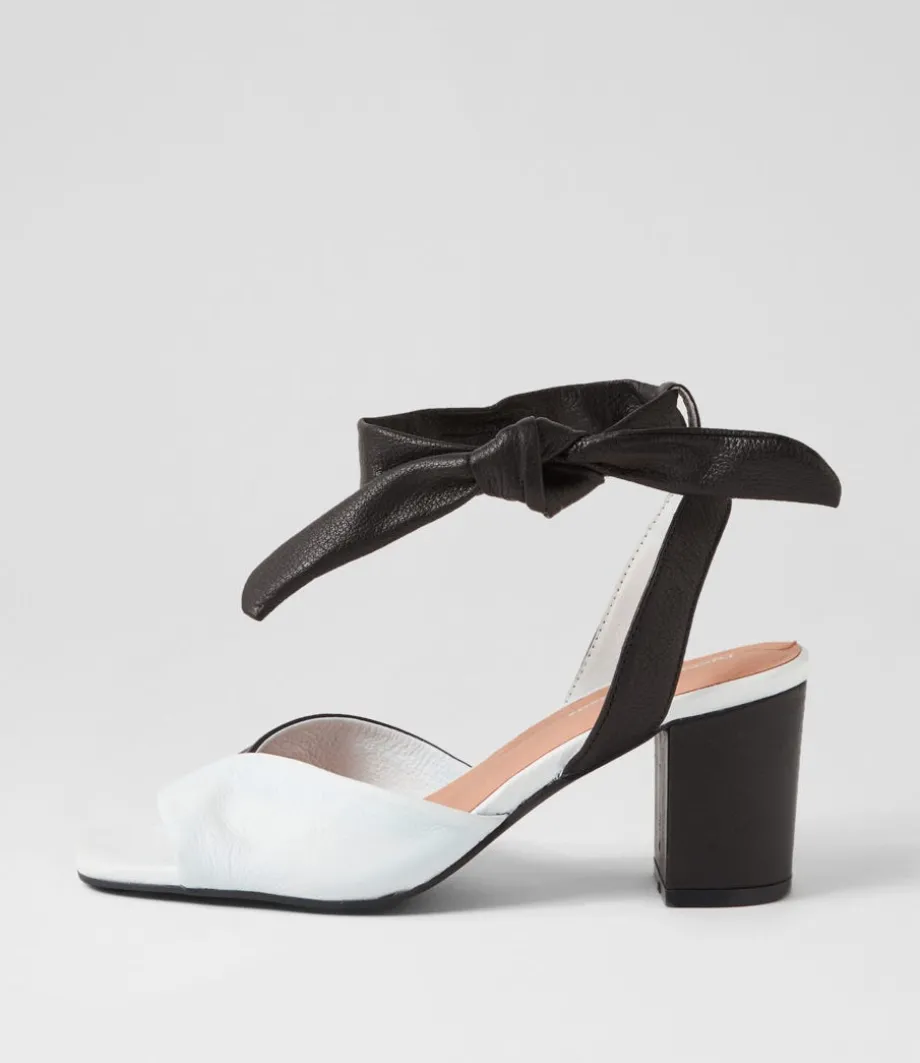 Pavoom White Black Leather Sandals<DJANGO & JULIETTE Hot