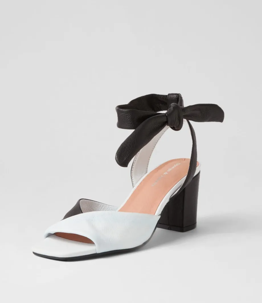 Pavoom White Black Leather Sandals<DJANGO & JULIETTE Hot