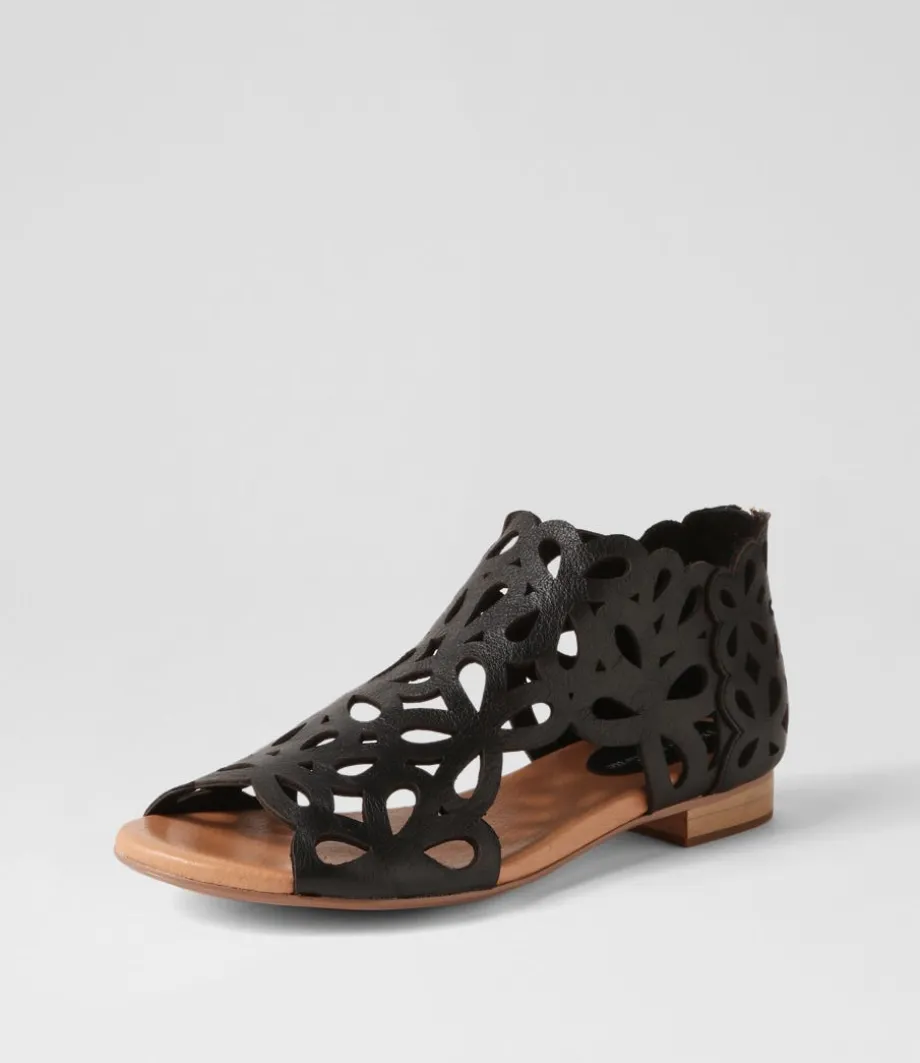 Pietro Black Leather Sandals<DJANGO & JULIETTE Flash Sale