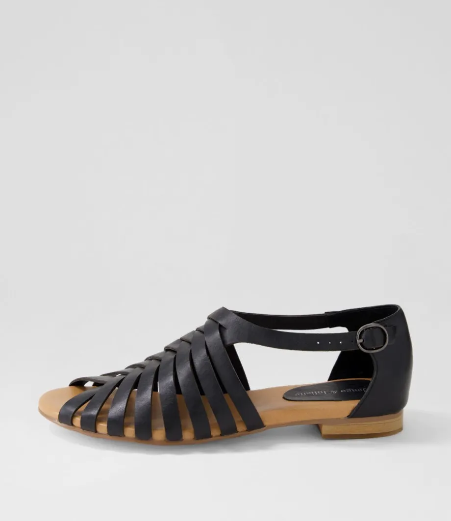 Pleva Black Leather Sandals<DJANGO & JULIETTE Cheap