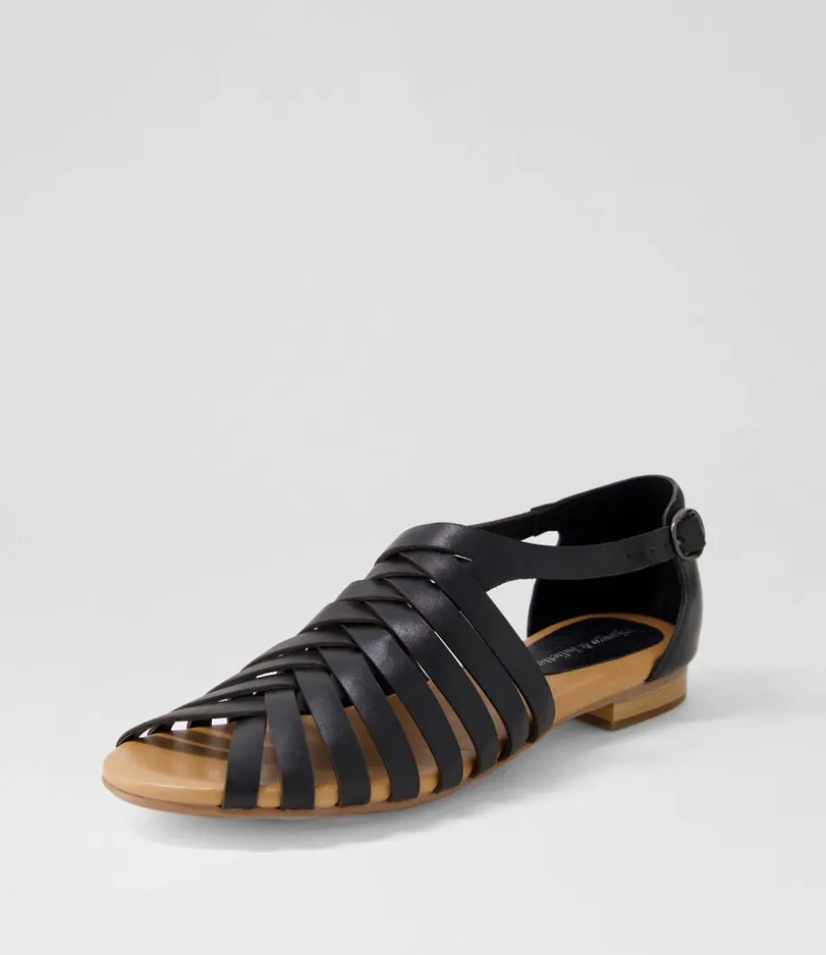 Pleva Black Leather Sandals<DJANGO & JULIETTE Cheap