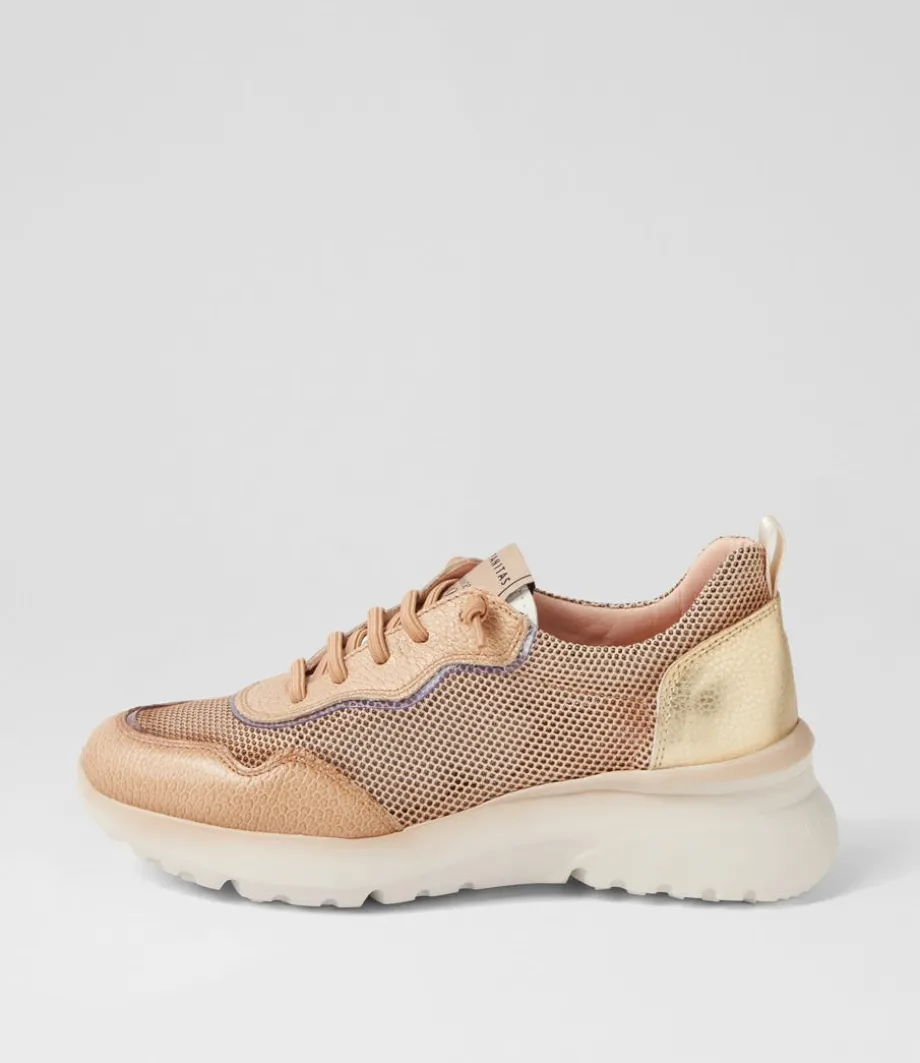 Polinesia 94 Desert Platino Mesh Leather Sneakers<HISPANITAS Best