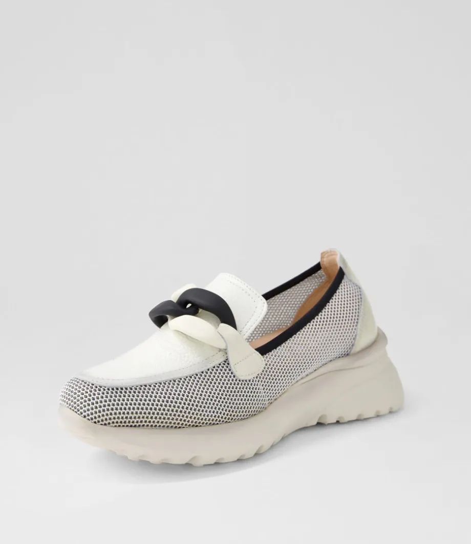 Polinesia 13 White Panna Mesh Leather Loafers<HISPANITAS Cheap