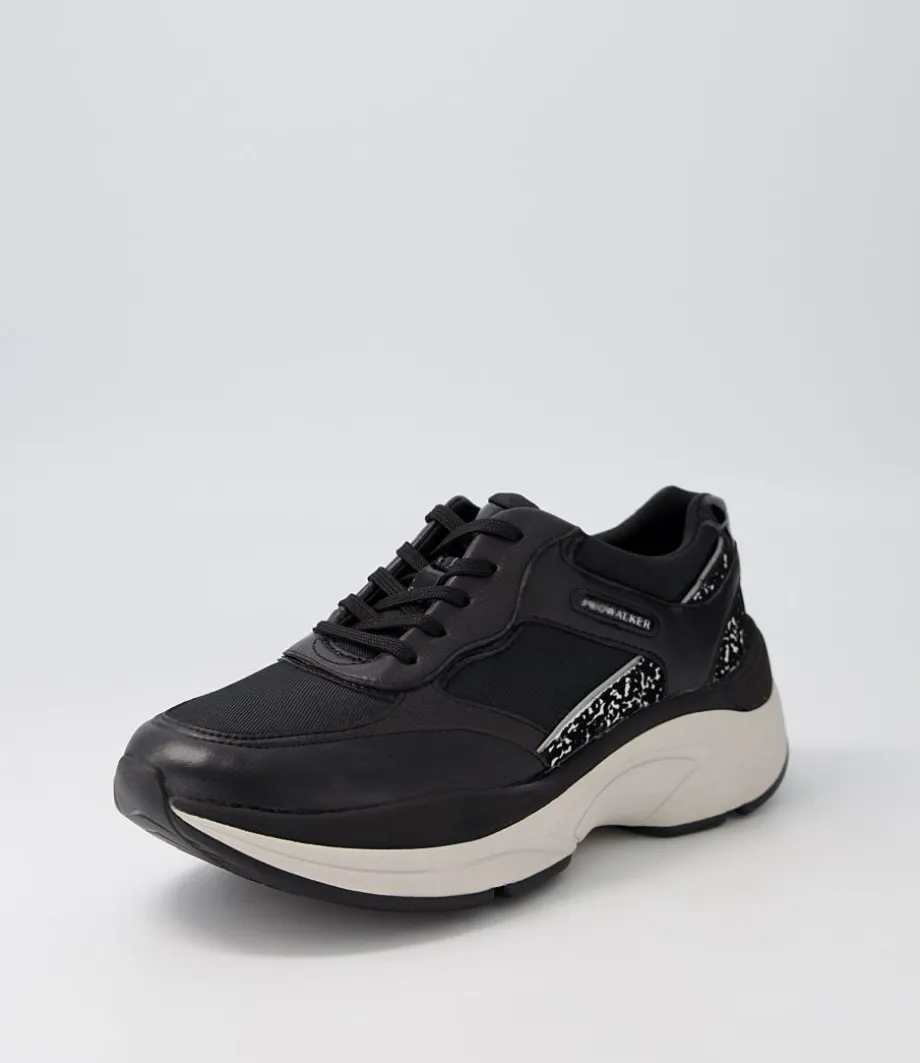 Pro Black Leather Textile Sneakers<ROCKPORT Cheap