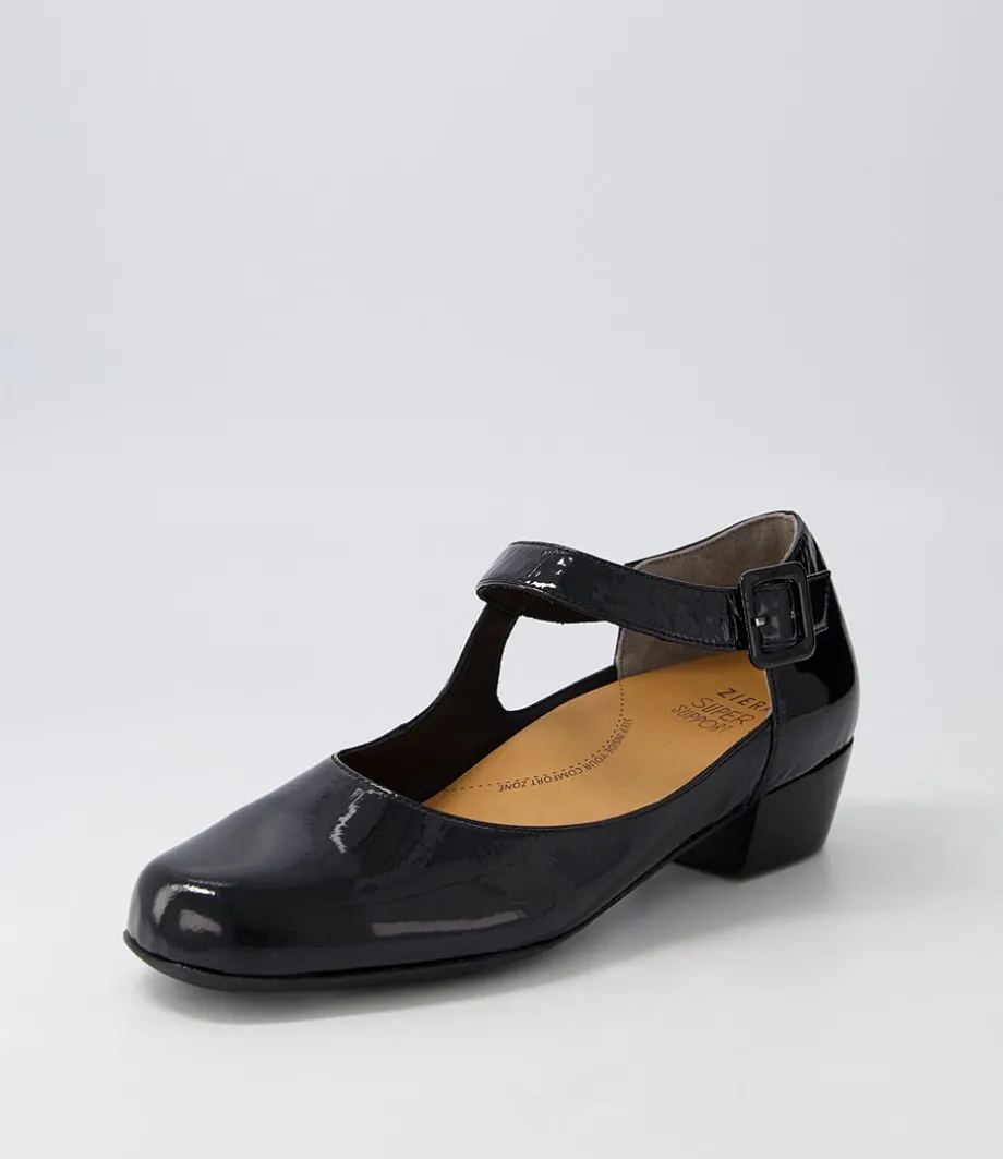 Qango Xw Black Patent Leather Flat Shoes<ZIERA Shop