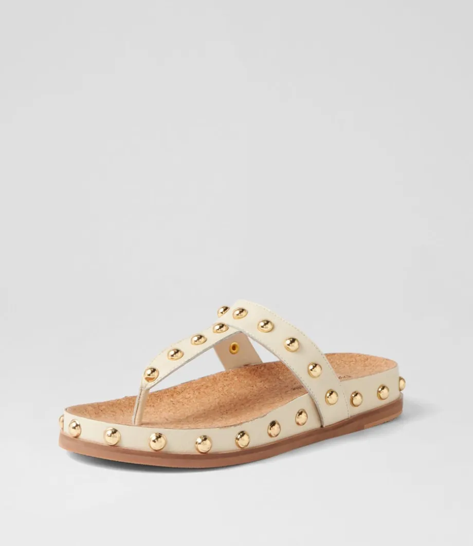 Quell Milk Gold Leather Thongs<DJANGO & JULIETTE Best