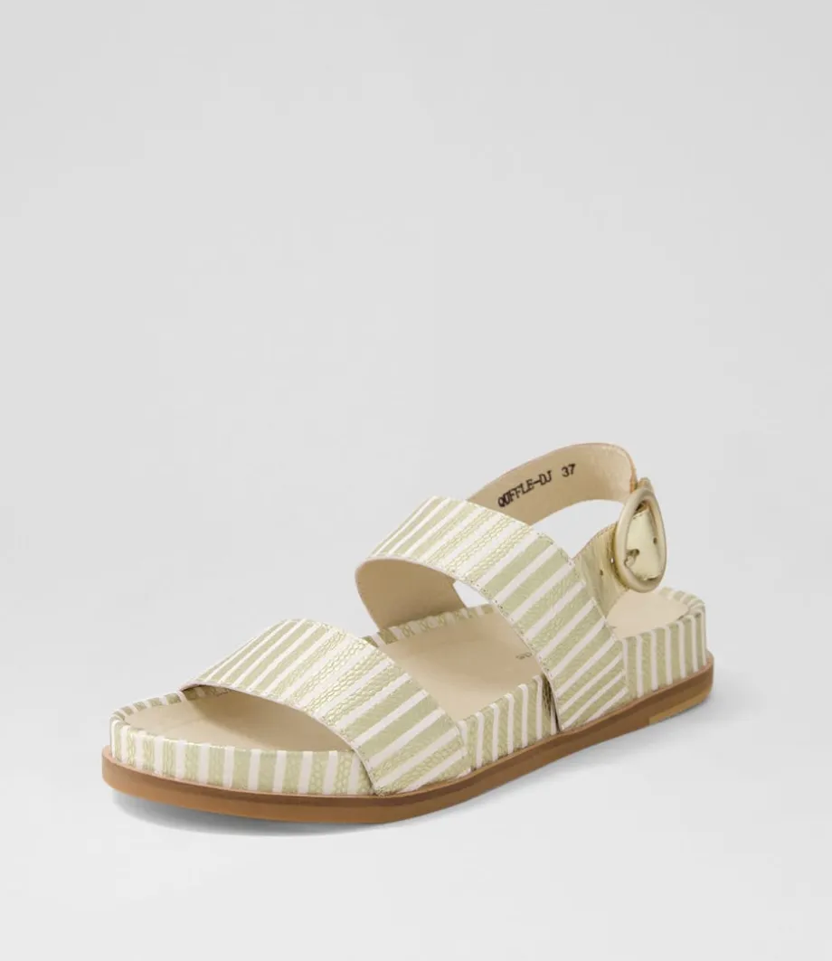 Quffle Milk Gold Stripe Leather Sandals<DJANGO & JULIETTE Shop