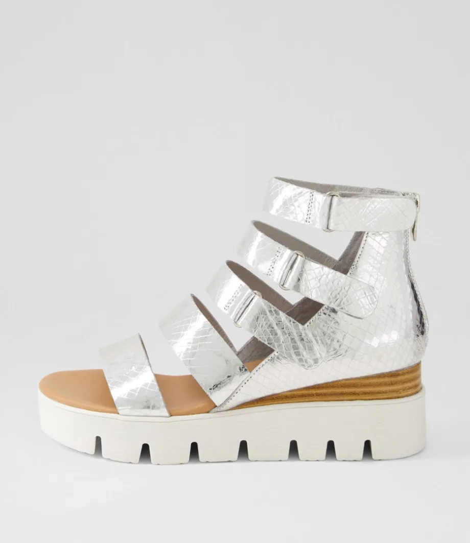 Raafe Silver White Mirror Leather Sandals<DJANGO & JULIETTE Clearance