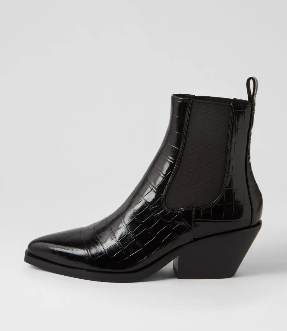 Rage Black Croc Patent Leather Chelsea Boots<MOLLINI Discount