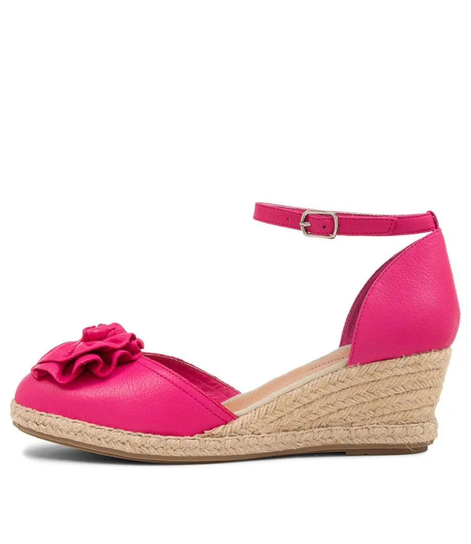 Raggie Fuchsia Natural Rope Leather Wedges<DJANGO & JULIETTE Fashion