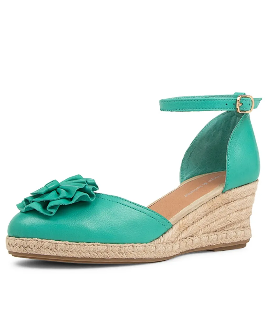 Raggie Light Emerald Nat Rope Leather Wedges<DJANGO & JULIETTE New