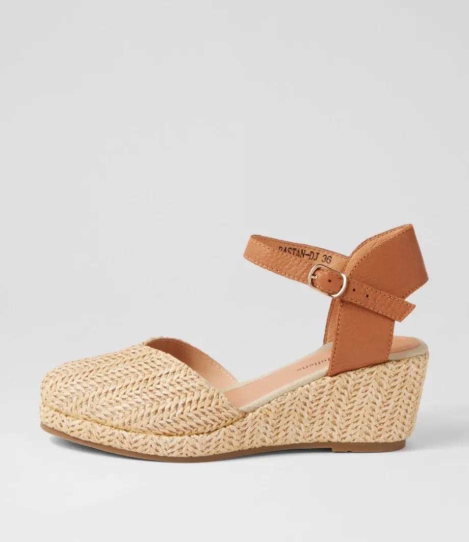 Rastan Natural Dark Tan Synthetic Raffia Leather Wedges<DJANGO & JULIETTE Flash Sale